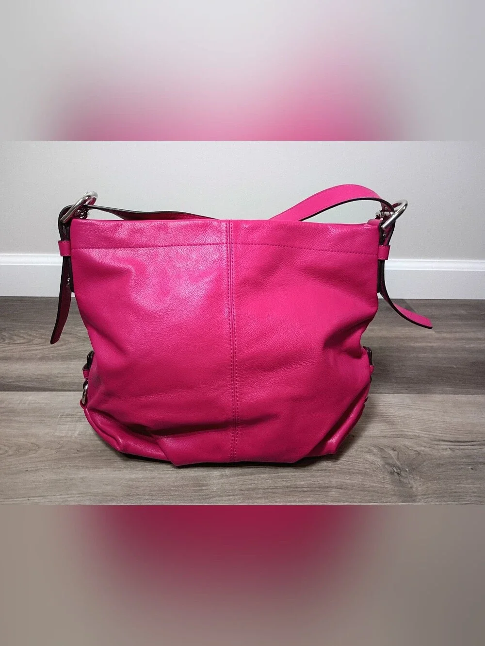 Coach 2010s Hot Pink Kristin Leather Hobo Shoulder Crossbody Handbag F15064